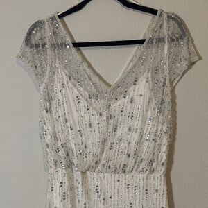 Adrianna Papell Silver Sequin Dress